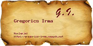 Gregorics Irma névjegykártya